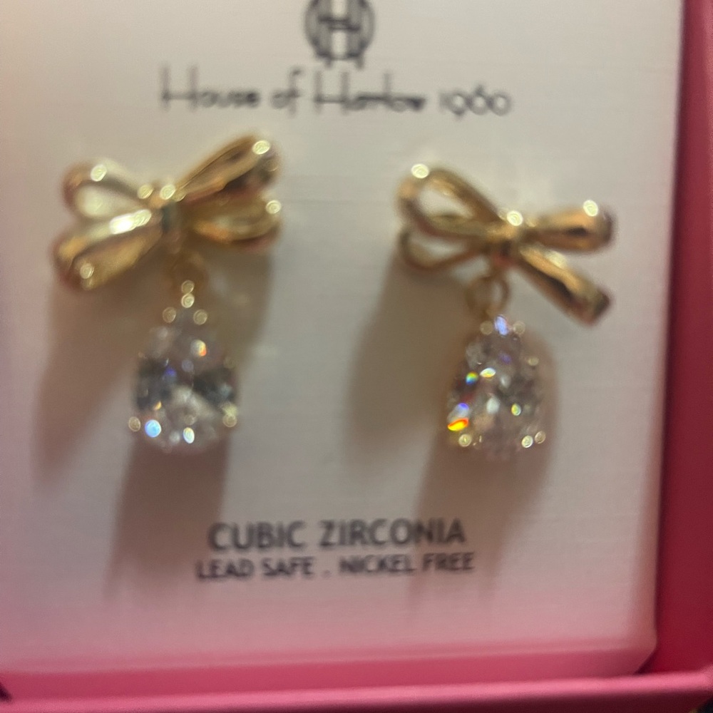 House of Harlow Gold Bow Earrings